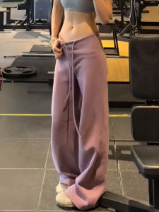 Quần Dài Ống Đứng Màu Tím Phong Cách Mỹ Cổ Điển Dành Cho Nữ Mùa Xuân 2025 Quần Dài Ống Rộng Dáng Rộng Dáng Ôm Quần Dài Thường Ngày