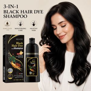 EELHOE | 3 In1 Black Hair Dye Shampoo Herbal Natural Hair Color Shampoo Nourish Scalp Cover Gray Hair Gentle Scalp-Friendly DIY Color