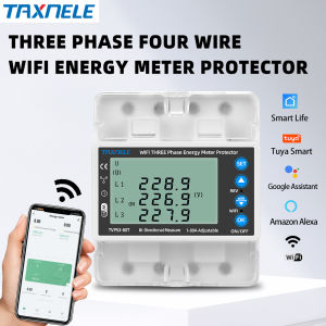 TUYA WiFi Smart Circuit Breaker 3 Phase 4 Wire Over Under Voltage Protector 380V 80A Relay Energy Power kWh Bidirectional Meter