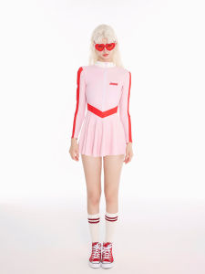 Masquerade Cat Surf Suit Womens One-Piece Swimsuit Long Sleeve Sporty Conservative Thermal Bikini Girls Swimming Costume