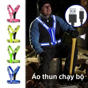 Áo Phản Quang Chạy Bộ Có Đèn LED Có Thể Điều Chỉnh Dành Cho Trẻ Em Và Người Lớn Áo An Toàn Ban Đêm Có Dây Thun Thích Hợp Cho Việc Đạp Xe Và Chạy Bộ Ban Đêm