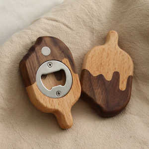 Móc Tủ Lạnh Bằng Gỗ Nguyên Khối Sáng Tạo Từ Tính Móc Tủ Lạnh Máy Mở Nắp Bia Đồ Trang Trí Nhà Bếp Phụ Kiện Đồ Dùng Ăn Uống