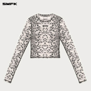 SMFK | Slimming Camo And Leopard Print Sporty Long Sleeve Top