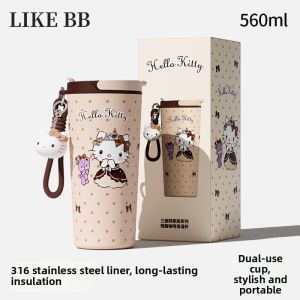 LIKE BB | Cute Design Thermal Mug Dual Drinking Straw Portable Cup