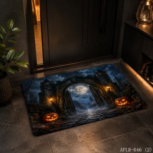 VIKAMA Halloween Floor Mat Non Slip Absorbent Bathroom Mat Festive Indoor Decor Rug Home