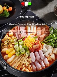 Korean Style Spicy Stir-Fried Glutinous Rice Cake with Cheese Heart Purple Sweet Potato Pumpkin Three Colors Little Fellow Cheese