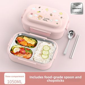 YOULUNMEI | Thermal Lunch Box for Students Food Grade 316 Stainless Steel 2 Compartments with Soup Bowl