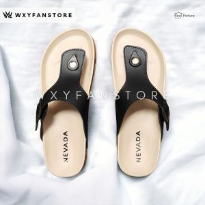 Sandal Jepit Wanita Nevada Casual Kulit Gesper Puyuh Birken Sendal Cewek Kekinian Terbaru