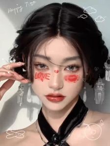 โปรวาเลนไทน์💕 สติ๊กเกอร์รอยสัก กันน้ำ การแต่งหน้า แทททูน่ารักๆ ลายLOVE หัวใจ การ์ตูนวันหยุดสุด Tattoo