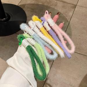 New Fashionable Short Plush Mobile Phone Lanyard Multi-Color Anti-Loss Keychain Phone Case Strap Creative Digital Accessories