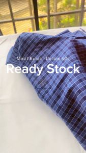 (50 cm) Kain Cotton Combed 40s Premium Motif Kotak-Kotak Plain Tanpa Dobby