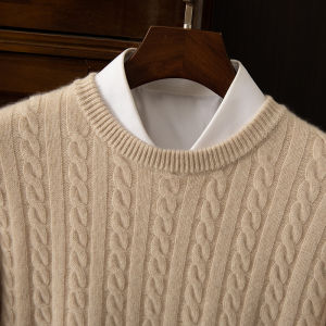 New Arrival Autumn Winter Pure Color Round Neck Knit Sweater for Men Loose Fashion Casual Soft Felt Wool Pullover