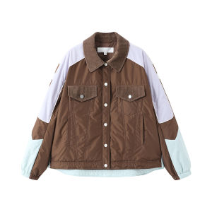 URLAZH | Winter New Melan Collide Retro Short Shape Chocolate Color Blocked Padded Coat