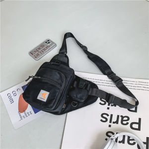 Mens Fashionable Casual Crossbody Bag Single Shoulder Sporty Tactical Leisure Backpack Nylon Material Zipper Closure Pure Color
