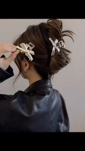 F4 Jepit Rambut Logam 5.5cm Model Pita Minimalist Bowknot Metal Butterfly Bow Hair Claw HCM038