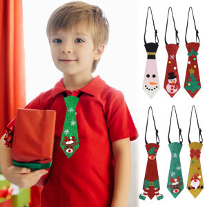 【♡Lovely girls house♡】2024 New Year Christmas Ties Santa Claus Snowman Elk Tie Christmas Gifts for Kids Party Costume
