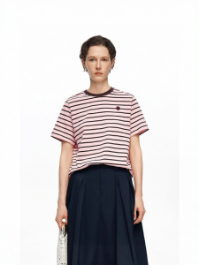 Smiley Face Stripe Contrast T-Shirt