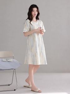 Baisina | Cotton Short Sleeve Padded Loose Wearable Night Dress