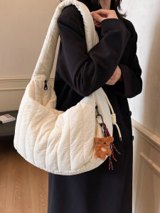 Cloud Shape Large Capacity Sewn Duck down Womens Tote Bag Casual Commuter Style Single Shoulder Bag Soft Polyester Lining