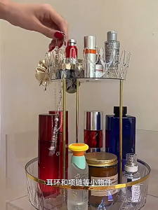 UPUP 2-Layers 360° Rotate Makeup Organizer Storage Spinning Cosmetic Storage Display Stand for Lipstick & Skincare Rak Kosmetik Putar