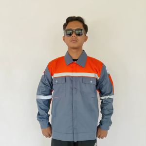 Baju Kemeja Kerja Proyek Werpak Safety K3 Lengan Panjang Wearpack Abu Orange