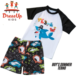 Trendy Boys Summer Terno – Graphic Pattern Beach & Sports Casual Shorts (4-13Y) boy Kid Kids