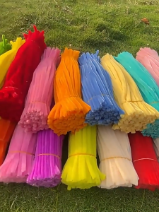 100pcs 8mm New Colorful Dense fuzzy wire pipe cleaner craft flower Chenille Stem DIY Childrens Handmade fuzzy wire flower set bouquet wrapper knitting set toy