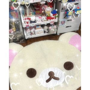 VIKAMA Cute Cartoon Plush Floor Mat Soft Non-Slip Children’s Bedroom Bedside Rug Living Room Area Rug Home Decoration