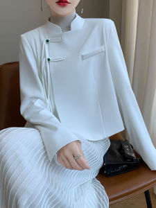 New Chinese Style Short Jacket Womens Button Tassel Asymmetrical Slit Stand Collar Vine Acid Jacket Top Small Size