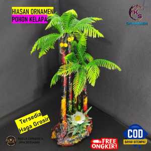 Hiasan Aquarium Dekorasi Ornamen Akuarium Pohon Kelapa Tinggi