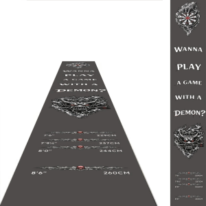 VIKAMA Demon Themed Dart Mat with Skull Print Non Slip Throw Line Mat for Indoor Darts Game Room Decor