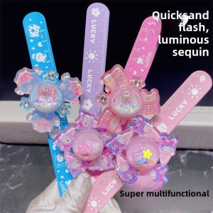 Childrens Glowing Sand Rotating Bang Bang Ring Cute Sanrio Night Light Sparkle Bracelet Lovely Cartoon Light up Wristband