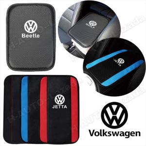 Car Armrest Cushion Pad For Volkswagen Polo Beetle Vento Jetta Tiguan Golf Passat Nuevo Scirocco Touran Taos Transporter Carbon Fiber Armrest Cushion ProtectorArm Rest Pad Central Console Heighten Car Accessories Interior