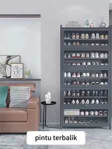 Steel shoe cabinet thickened large capacity shoe rack waterproof shoe cabinet upper flip door shoe cabinet wrought iron shoe cabinet Shoe cabinet