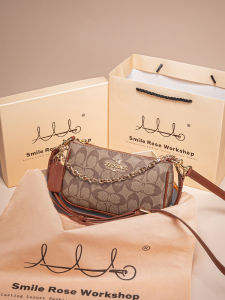 Hong Kong Genuine Leather Single Shoulder Crossbody Bag Womens Mahjong Design Fashionable Small Square Bag for All Seasons