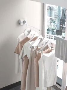 Retractable Clothesline Wall Mounted Invisible Adjustable Stainless Steel 5.1M Clothes Drying Rack for Indoor Outdoor Laundry No Punch Installation Durable Space Saving Design