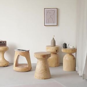 MOLORE | Round Solid Wood Stool Side Table