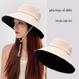 Double-Sided Summer Fisherman Hat Womens Large Brim Sunshade UV Protection Face Covering Spring Autumn New Style Cotton Polyester Casual Cap