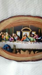 Tranh công giáo in trên tấm gỗ "Bữa tiệc ly" tranh treo trường size 45x30(cm) có móc treo phía sau in đẹp sang trọng