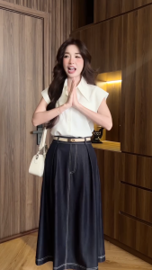 [MUA 2 GIẢM 25K] Áo sơ mi nữ form suông phối nắp túi giả trang trí phối nẹp vai thời trang GUMAC AF10035