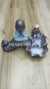 Xông trầm gốm sứ cao cáp tiểu cảnh ngồi thiền đẹp lạ