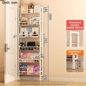Ultra-thin Narrow-gap Wall-mount Bookshelf Steel