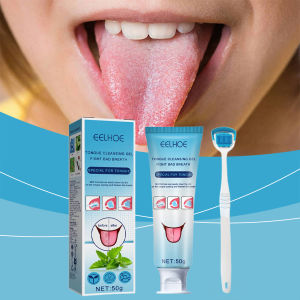 Tongues Cleaner Gel with Soft Bristle Tongue Brush Long-lasting Minty Fresh-Breath Tongue Scraper Cleaner Kit For Oral Care