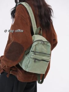 Mini Backpack Female Japanese Style Retro Lazy Style Small Size Washed Canvas Backpack Shopping Casual Pouch Student