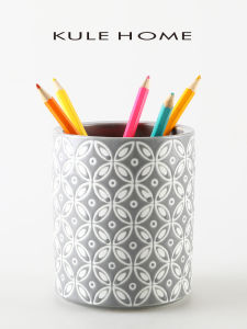 KULE HOME Ceramic Pen Holder Office Desk Decoration Student Room Organizer Creative Storage Box for Makeup Brushes And Pencils