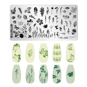 Plum Blossom Leaves Flower Stripe Design Stamping Plates Abstract Lady Face Nail Stamp Templates Leaf Floral Printing Stencil