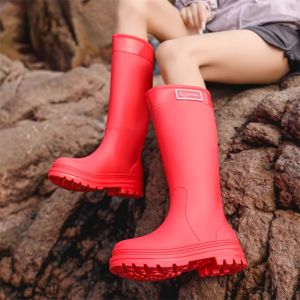 MONLEYTA | Fashionable High-Tube Rain Boots Womens 2025 New Adult Booties Anti-Slip Waterproof Outdoor Water Shoes Thick Bottom Long Tube Rubber Shoes