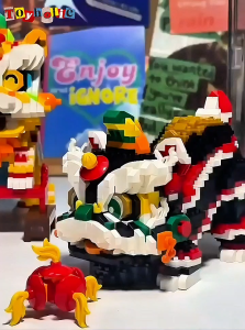 Đồ chơi lắp ráp con lân may mắn 1359 mãnh siêu nét 3 màu hộp phản quang bộ quà tặng bé trai bé gái