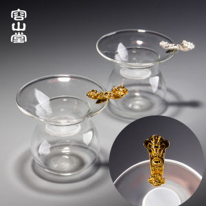 Rongshantang Tea Macro Glass Tea Strainer Bracket Tea Strainer Silver Gilded Pot Funnel Tea Strainer Kung Fu Tea Utensils
