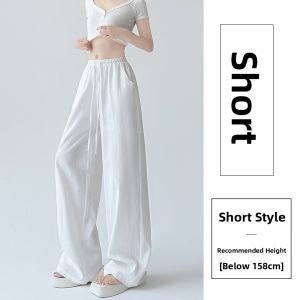 MiiOW | Cat Lady White Cotton Linen Wide Leg Pants Women Summer Thin New Ice Silk Loose Lazy Style Sembach Casual Pants